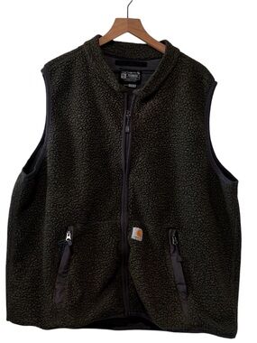 Carhartt Relaxed Fit Olive Green Sherpa Full Zip Vest 104995-M Men's 2XL Tall